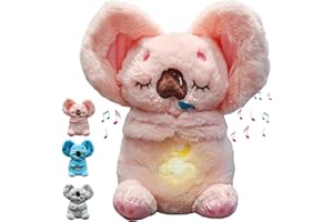 MEHOO Relief Breathing Anxiety Koala,Breathing Stuffed Animal Toy,Soothing Breathing Koala Anxiety Relief Bear With Music Lights and Rhythmic Breathing Motion,Baby Toddler Sleep Aid (Pink)