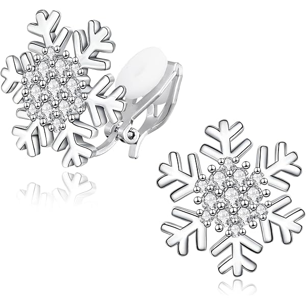 Schneeflocken Clip-Ohrringe Mit Zirkonia – 1,5x1,5cm, Nicht Gestochen, Für Frauen & Mädchen