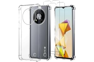 JDXHFF Hülle Kompatibel mit ZTE Blade A73 5G (6.52") Transparent und 2 Stück Panzerglas Displayschutzfolie - Bumper Schutzhülle Weich Silikon Flexibel TPU Tasche Case Clear