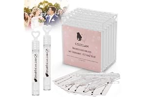 COZCLAM Seifenblasen Hochzeit 48 Stück mit Segensaufklebern, Hochzeitsseifenblasen mit Herzgriff, Hochzeit Seifenblasen Befüllt und Sofort Einsatzbereit, Wedding Bubbles für Hochzeitsdeko, Hochzeit
