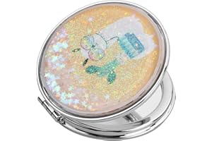 DRWOSM Handspiegel Runde Taschenspiegel Schminkspiegel Doppelseitig Kosmetikspiegel Vergrößerungsspiegel Tischspiegel Reisespiegel Klappspiegel Kompaktspiegel für Make-up Camping Reisen 7*7cm (Gelbes Kamel)