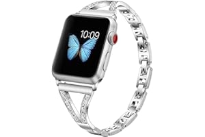 RXXR Bling Bracciale compatibile con Apple Watch Cinturino 38mm 40mm 41mm 42mm Bracciale in Acciaio Inossidabile Diamanti Donne per iWatch Ultra SE 10 9 8 7 6 5 4 3 2 1