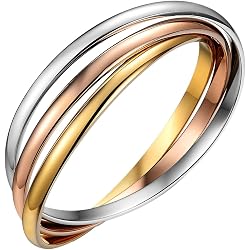 Alliance 3 Joncs Entrelacés Acier Inoxydable Rhodié - Taille 54 - Unisexe Dolly-Bijoux