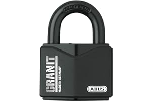 ABUS Kłódka Granitowa 37/55 Do Użytku Na Zewnątrz - Z Hartowanej Stali Specjalnej - Klucz Z Oświetleniem LED - Cylinder Tarczowy Plus - Poziom Bezpieczeństwa 10 - Czarna