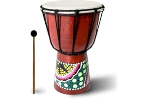 Hyon Colourful African Djembe Drum Natural Goatskin Mahogany featuring Good Sound Traditional Musical Instrument (5 Inch)