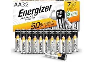 Energizer Alkaline Power - AA Batteries (32 Pack) - Double A Battery 1.5V - Up To 50% Longer Lasting - For Everyday Devices - 100% Recyclable Packaging - 7 Year Shelf-Life [Amazon Exclusive]