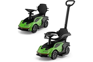 COSTWAY 3 in 1 Lamborghini Auto a Spinta per Bambini, Macchina Cavalcabile con Impugnatura e Scatola di Stoccaggio, Ideale per Bambini 12-36 Mesi (Verde)