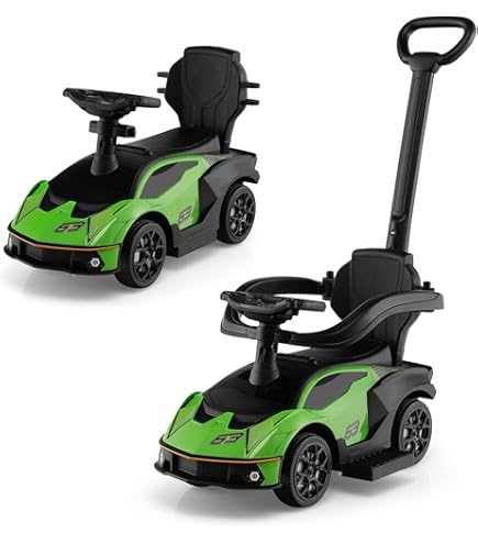 COSTWAY 4-in-1 kinderdriewieler, loopfiets, balansfiets en schuifauto met verstelbare duwstang