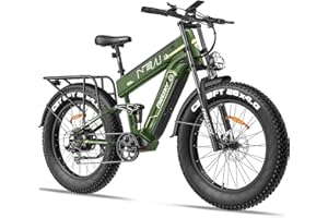 FREESKY Dual Battery Electric Bike for Adults, 48V 41AH 160 Miles Long Range Dirt E Bike, 26" Fat Tire Fast Mountain EBike, Full Suspension & Hydraulic Brakes Electric Bicycle, UL 2271 Certified