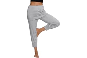 Terecey Pantalon Sarouel Femmes Taille Haute Pantalon de Yoga Femme pour Pilate Hippie Yoga Sport Danser avec Jupe Court