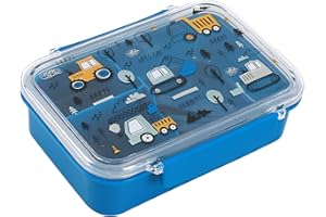 IDRINK I-Drink Lunch Box - Porta merienda alimentaria con cubiertos para niños, pícnic, escuela con dibujos de infancia, sin BPA (TRUCK)