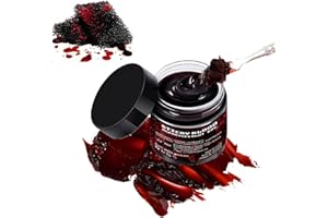 SEUNKIEER Fake Blood Halloween Kunstblut 60g Wundschorf Krustenblut Geronnenes Blutplasma inkl. 2 Schwamm Verkrustetes Kunstblut for Zombie Vampir Halloween Karneval Fasnacht Halloween SFX Schminke