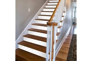 funlife 7Pcs style scandinave Stickers adhésifs escalier, autocollant de contremarche d'escalier Bricolage pour décoration, 18x100cm Chevron blanc pur