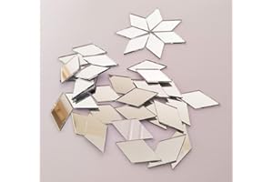MEYA Lot de 200 carreaux de mosaïque en forme de diamant - Fournitures de mosaïque - Pièces de mosaïque en verre véritable - Miroir argenté - 12,7 x 25,4 mm