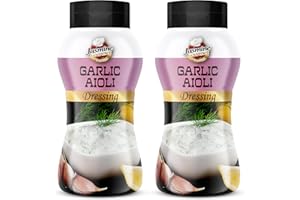 Jasmine Gourmet Salad Dressing Garlic Aioli Flavour - Creamy & Delicious Salad Dressings - 2-Pack Squeeze Bottles 284 Gram Each - Vegan, Gluten Free, Kosher