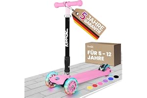 ‎KINNAZ kinnaz Two, Roller für Kinder ab 5 Jahre, faltbar, stufenlos Höhe einstellbar, LED Räder, Ersatzteilservice, Kinderroller, Scooter, 6 7 8 9 Jahre, Schulkind, Junge Mädchen, Hamburg Händler