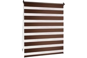 Victoria M. Klemmfix Estor Enrollable sin Taladrar, 70 x 150 cm Marrón Oscuro, Doble Capa Noche y Día para Sala de Estar Cocina