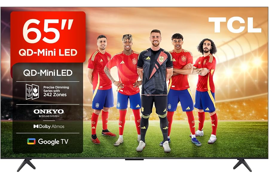 TCL 65Q6C Televisor 65 Pulgadas QD-Mini LED 4K Smart TV, 1000 nits, 144Hz Motion Clarity Pro, Onkyo 2.1, Game Master, FreeSyn