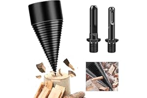 MaxEarn Foret à bois de chauffage, cône de forage, fendeur de bois, 42 mm, fendeur conique avec 2 poignées de perçage, fendeur de bois de chauffage, cône de fendage, foret fendeur de bois pour marteau