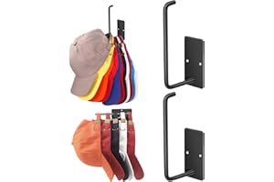 Letohoumia 2er Pack Cap Halterung Wand - Cap Halter Edelstahl Kappenhalter für Baseballcaps & Mützen (15cm) - Starke Klebe- oder Schraubmontage an Tür, Wand, Schrank - Organisiert bis zu 20 Hüte