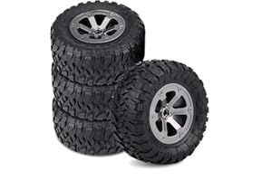 VIFERR Pneus de Voiture RC, 4 Pièces Pneus de Chenille 1:16 Roue Pneus en Caoutchouc Remplacement Pièces de Voiture Militaire Télécommandée