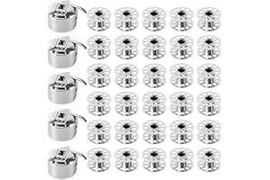 maxin Bobine per Macchina da Cucire da 30 Pezzi, Custodia per Bobina da 5 Pezzi per Caricamento Frontale, Bobine in Acciaio Inossidabile Brother, Singer, Janome, Toyata e Altri