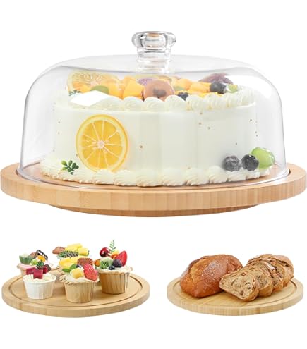 Käseglocke Glas Mit Bambus Tablett - 18cm Für Kuchen & Desserts