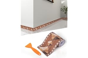 FBBULES PVC Cenefa Adhesiva Borde de Papel Pintado Auto Adhesivo Estilo Natural Friso para Pared Revestimiento de Pared para Sala de Estar Dormitorio Cocina