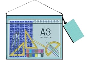 WISEPRO A3 Art Portfolio Bag, Waterproof Handle Poster Organizer Portfolios Carrying Case for Artworks, Drawing Pads Supplies, Charts and Teaching 19" x 25" (Blue)