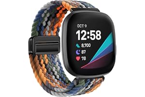XMUXI Pleciony pasek do zegarka, kompatybilny z Fitbit Sense 2 / Sense / Fitbit Versa 4 / Versa 3, dla kobiet i mężczyzn, nylon, elastyczny pasek zamienny do smartwatcha Fitbit Watch, Nylon Stal