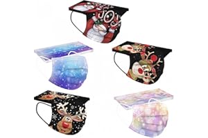 Lulupi Pack of 50 Children's Christmas Face Masks, Disposable 3D Print Mouth and Nose Protection, Neckerchief Mask, Disposable Christmas Motif, 3-Ply MNS Mouth Scarf, Breathable Cloths, Bandana Scarves