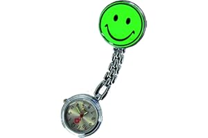 Tiga-Med Schwesternuhr 2er Set (=2Stück!) Smiley grün mit Clip Kitteluhr Krankenschwesteruhr Original Qualität