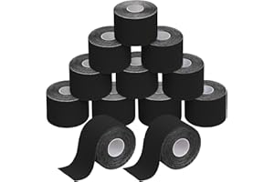 BB Sport 12 Rouleaux Ruban Adhésif de Kinésiologie Diverse Couleurs 5 m x 5 cm E -Book Exemples D'application, Couleur:noir