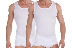 BestSale247 Podkoszulki męskie, tank top, 2 sztuki, z drobnym prążkowaniem, bez szwów