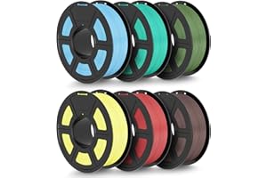 TECBEARS Filamento PLA Matte Bundle 1.75 mm High Speed 6KG, 30-600mm/s Filamento PLA Rápido para Impresora 3D, Rollo PLA Mate 1kg Bobina, Azul Claro+Chocolate+Naranja+Rosa Sakura+Amarillo+Rojo