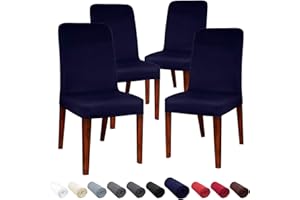 JARITTO Coprisedie con Schienale Sala da Pranzo Elasticizzato Fodere Sedie Moderno Copertura Protettiva della Sedia Lavabile Rimovibile per Hotel Ristorante Festa di Nozze 4 Pezzi (Blu Scuro)