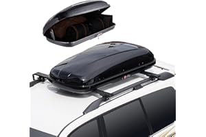 VEVOR Rooftop Cargo Carrier, 8 Cubic Feet Roof Cargo Box, ABS Hard Shell Roof Box, with Dual-Sided Opening and 2 Reinforced Straps, Aerodynamic, Suitable for most Crossbar, for Car, Wagon, SUV, Black