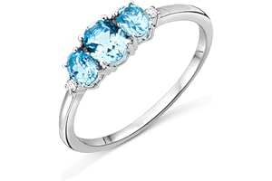 Miore Trilogy Topaz damski pierścionek zaręczynowy białe złoto 9 karatów / złoto 375 z kamieniem szlachetnym niebieski topaz 0,82 ct i diamenty brylanty 0,02 ct