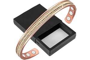 ‎YINOX YINOX 15,2 cm reines Kupfer Magnetarmband für Arthritis für Damen und Herren mit 2 Magneten, geflochtene Manschette (CPB-0268)…