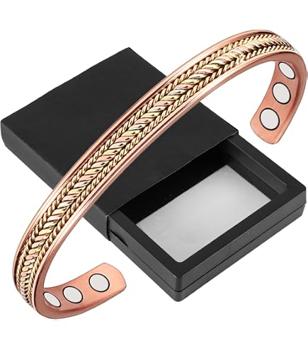Braccialetti magnetici in rame puro per alleviare il dolore dall'artre con forti magneti braccialetto regolabile per terapia magnetica  36