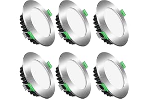 ALUSSO Spot Led Encastrable Extra Plat Spot Led Encastrable Dimmable 230V 8W Spot Plafond 3000K 4000K 5700K，Découpe 65-88mm,Rond plafond encastré Pour salle de bain,Cuisine,Salon, Lot de 6,Nickel