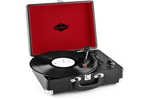 Auna Plattenspieler mit Bluetooth, USB-Vinyl-Plattenspieler mit Lautsprecher, Audio-Plattenspieler aus Vinyl mit 33 U/min, HiFi-Anlage mit Vinyl-Plattenspieler, Vintage-Plattenspieler, tragbarer
