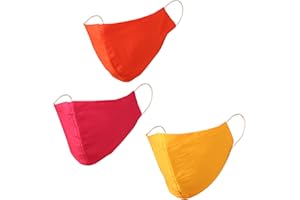 Touchstone Soft cotton Small Size Face Masks Reusable Machine Washable Handcrafted Double Layer Fabric for women, men. (Pack of 3). Pink Yellow Orange