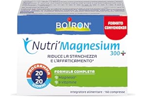 BOIRON Nutri'Magnesium 300+ - Integratore Alimentare con Magnesio, Vitamine B ed E, per Ridurre Fatica, Stanchezza, senza Glutine e Lattosio, Adatto ai Vegani - 1 Confezione in Compresse (1x160)