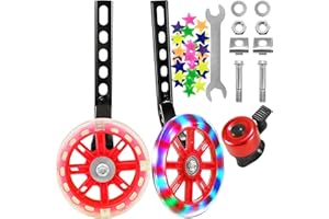 BAYINBROOK Stabilisateurs de vélo pour enfants,Roues d'entraînement Flash pour vélo,Roues auxiliaires pour vélo,Stabilisateurs de vélo universels,Petites Roues pour Vélo d'enfants Support De Roue (Rouge)