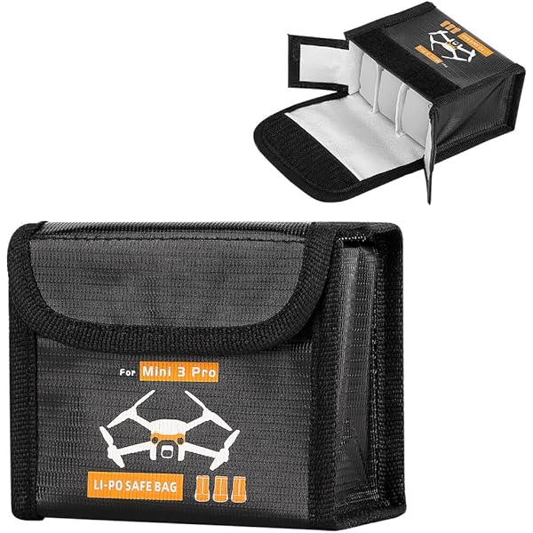 Sac Coffre-fort Anti-feu Pour Batteries DJI Mini - Protection Charge Et Transport (pour 3 Batteries)