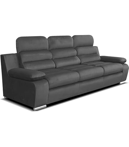 Canapé 3 Places Relax En Cuir De Buffle PAKITA - Noir - Longueur 208 Cm - Mécanisme Relax Manuel