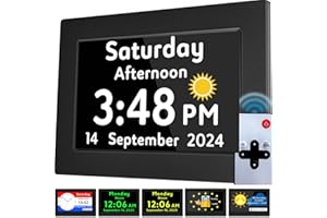 Véfaîî 18 Alarms Digital Clock Sleep Trainer- Custom Reminders, Auto DST, Daily Task Alert, Day Clock for Seniors with Dementia, Alzheimers- Perfect Daily Organizer for Home & School