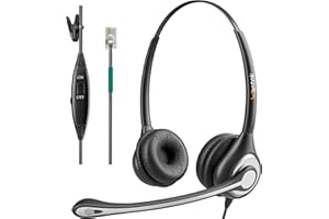 Wantek Auriculares de Diadema con Cable y micrófono de cancelación de Ruido para Avaya Aastra Allworx Adtran Alcatel Lucent AltiGen Comdial Digium Gigaset InterTel Mitel MiVoice Landline Deskphones