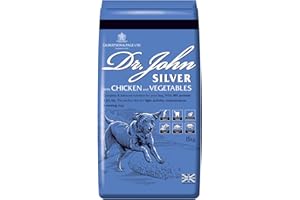 Dr John Silver Dry Dog Food 15kg - Chicken with Vegetables - Complete Dog Biscuits 15kg - Senior and Adult Dog Food for Light Activity, Maintenance and Resting Dogs